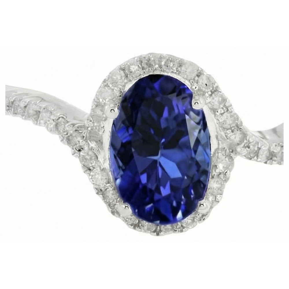 Fede nuziale in oro bianco con tanzanite blu 7.75 carati 14K