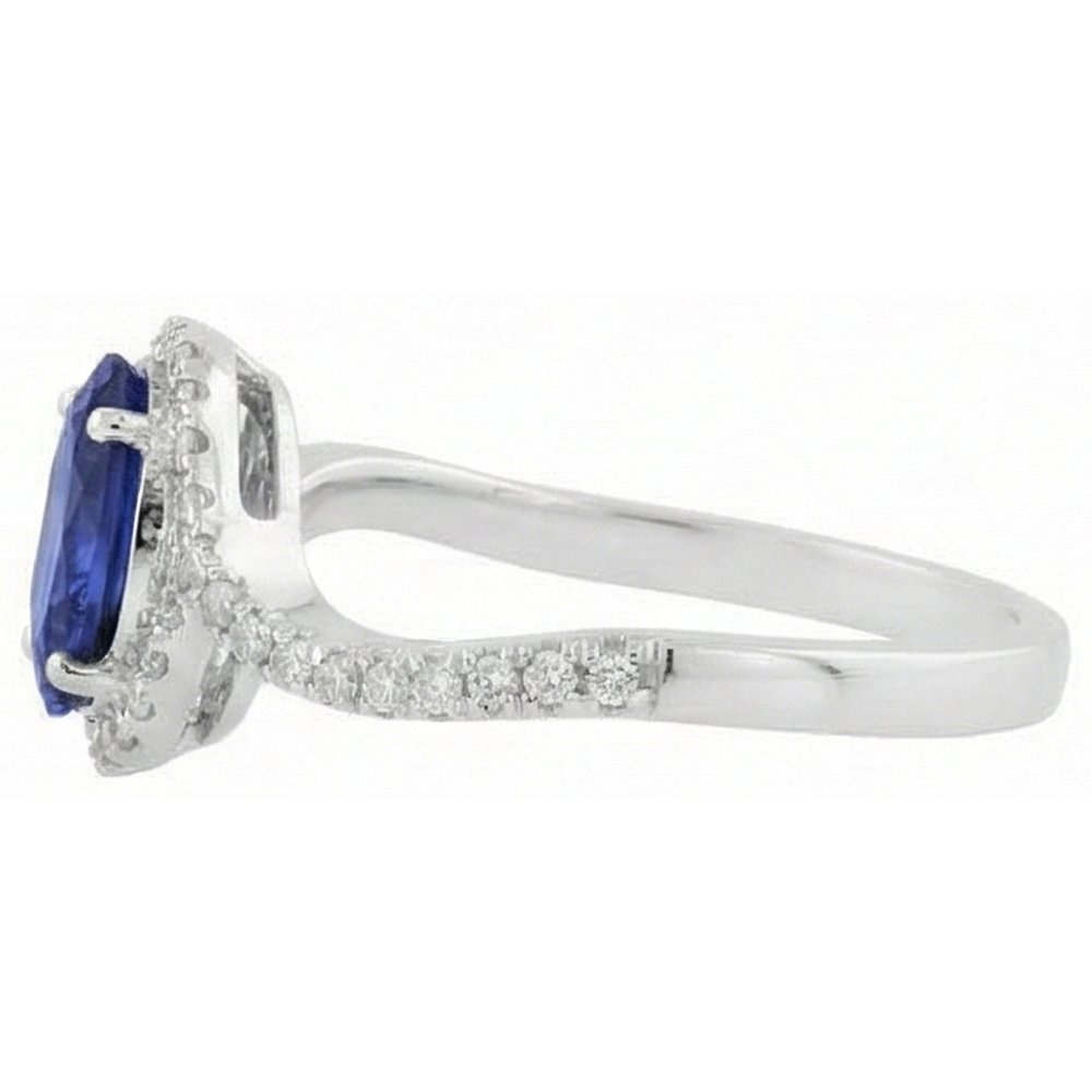 Fede nuziale in oro bianco con tanzanite blu 7.75 carati 14K