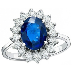 Fede nuziale in oro bianco con zaffiro dello Sri Lanka e diamante da 1.70 ct