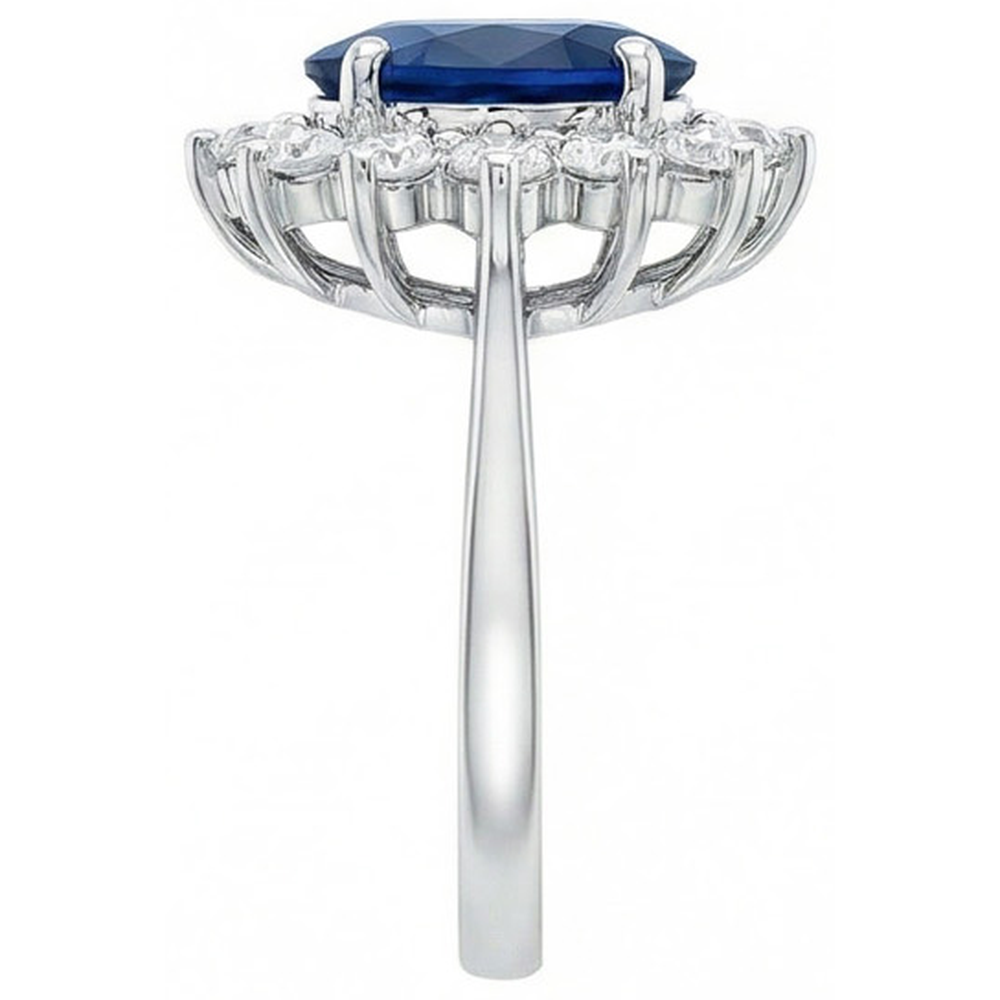 Fede nuziale in oro bianco con zaffiro dello Sri Lanka e diamante da 1.70 ct
