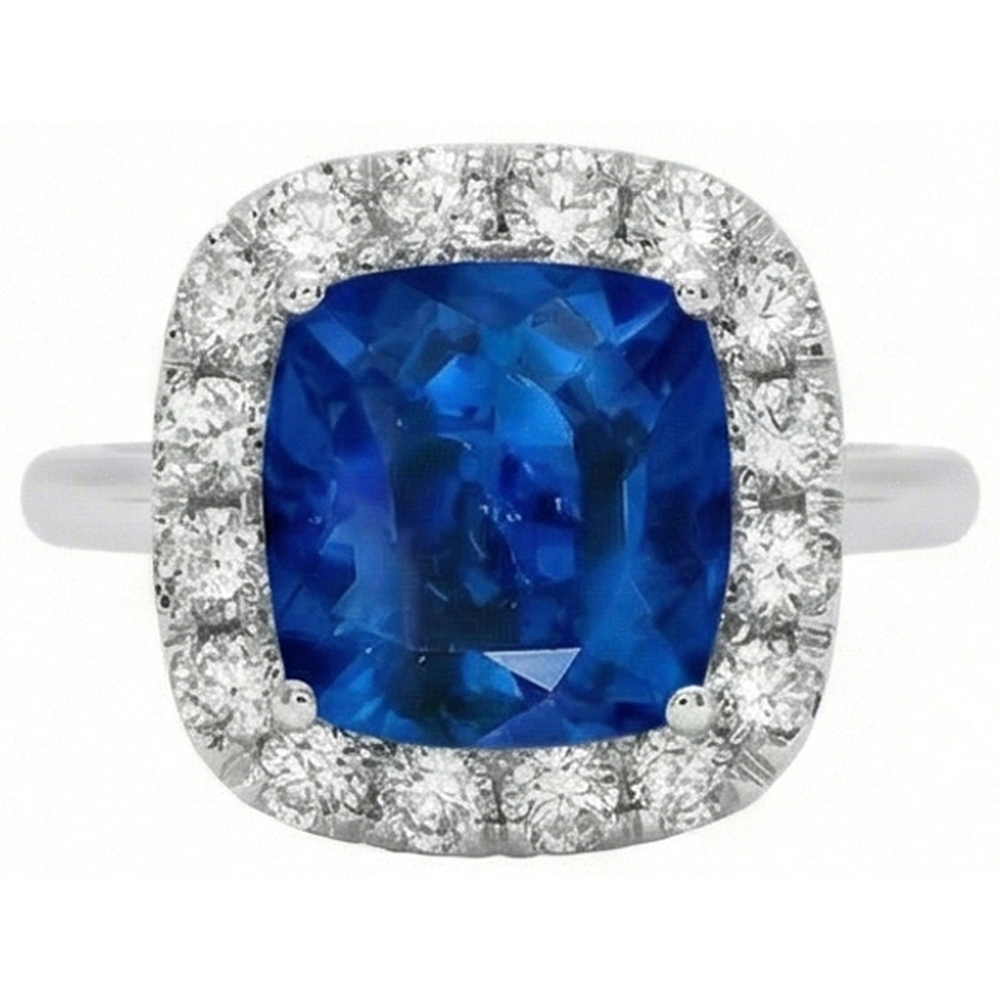 Fede nuziale in oro bianco con zaffiro dello Sri Lanka e diamanti incastonati da 3.80 ct