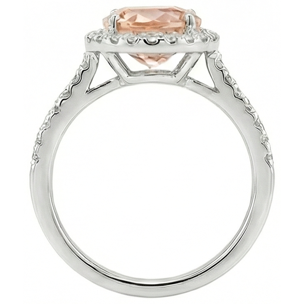 Fede nuziale in oro bianco massiccio 13 Ct con Morganite e diamanti