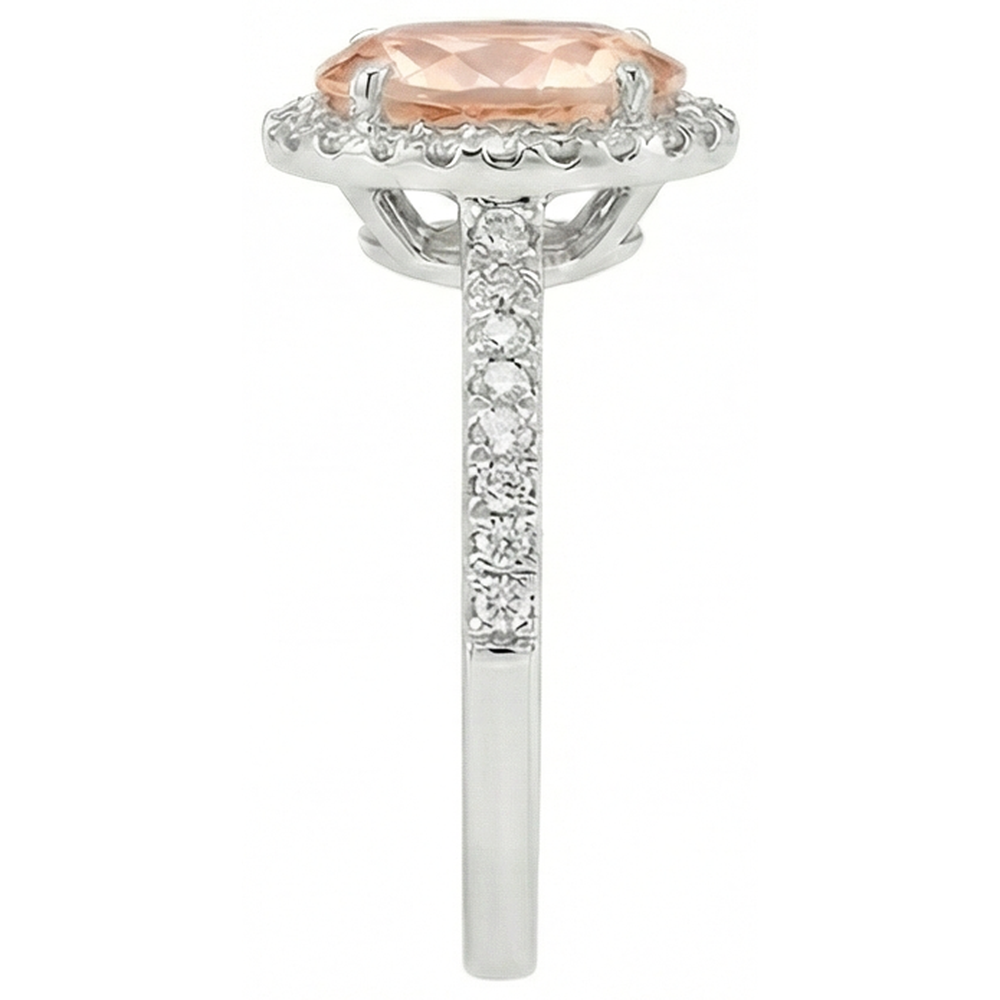 Fede nuziale in oro bianco massiccio 13 Ct con Morganite e diamanti