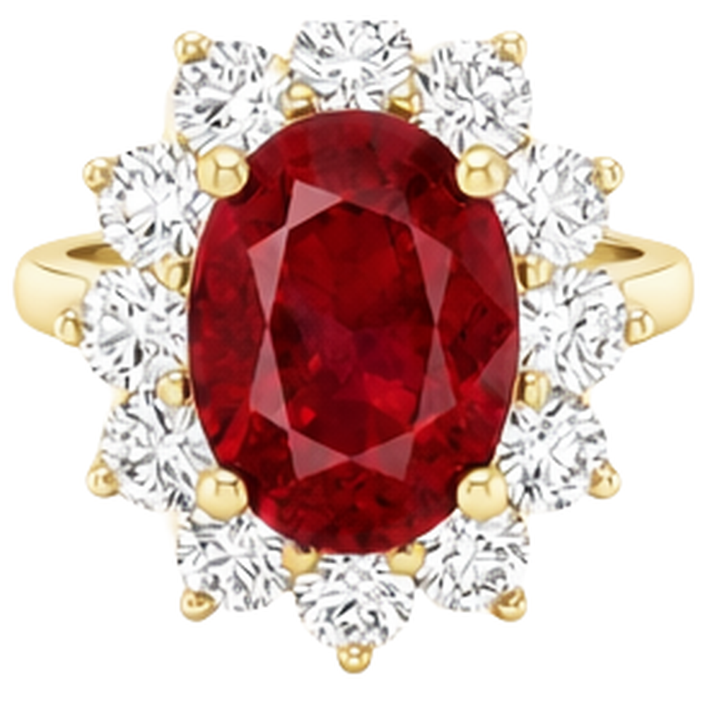 Fede nuziale in oro giallo 14K con diamante rosso rubino 5 ct