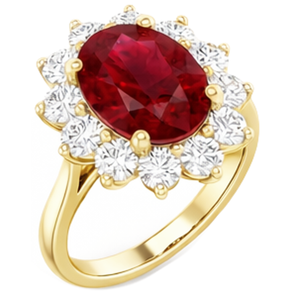 Fede nuziale in oro giallo 14K con diamante rosso rubino 5 ct