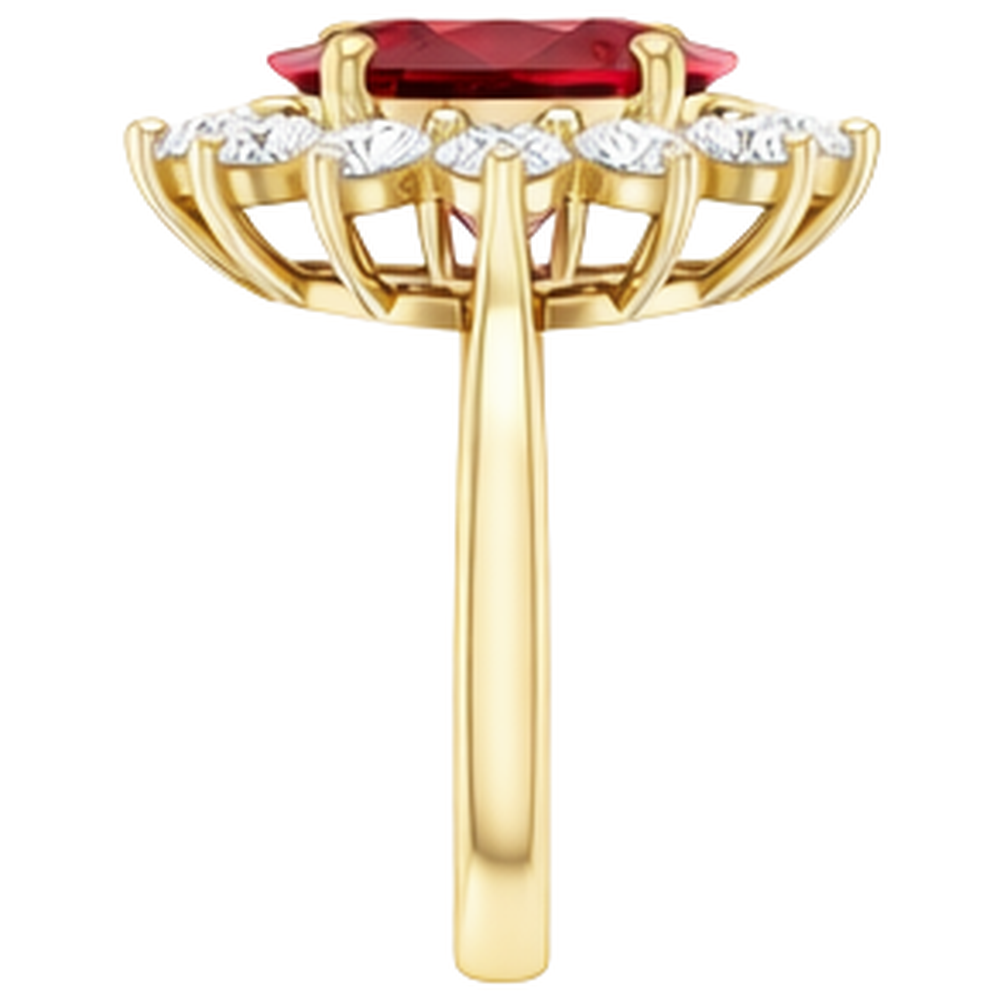 Fede nuziale in oro giallo 14K con diamante rosso rubino 5 ct
