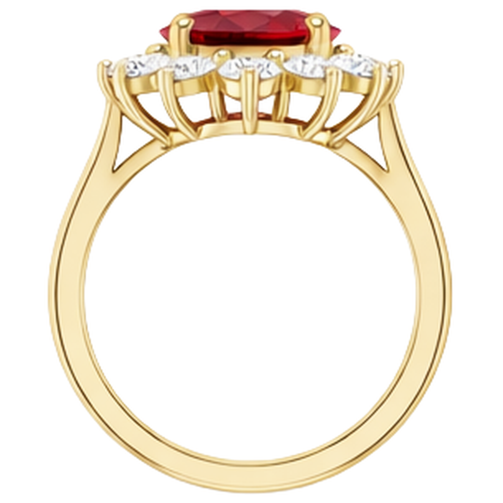 Fede nuziale in oro giallo 14K con diamante rosso rubino 5 ct