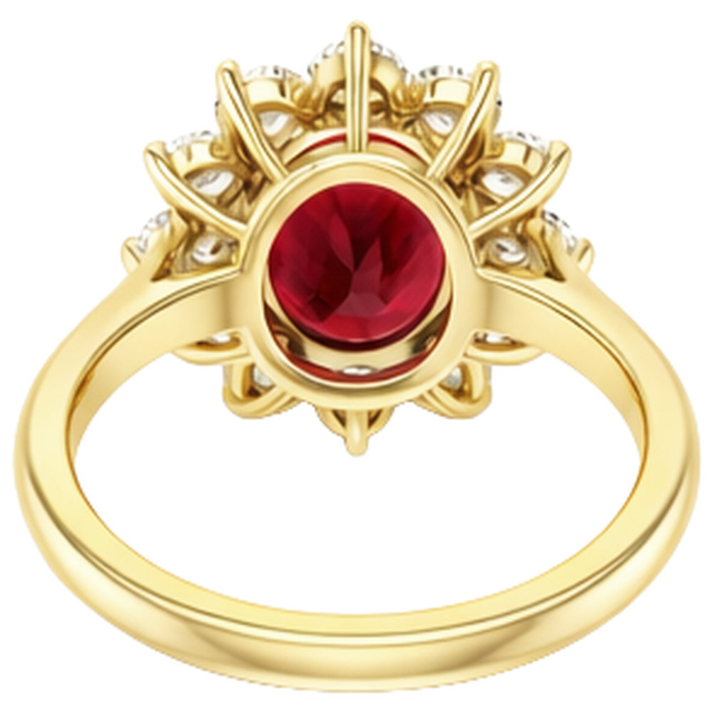Fede nuziale in oro giallo 14K con diamante rosso rubino 5 ct