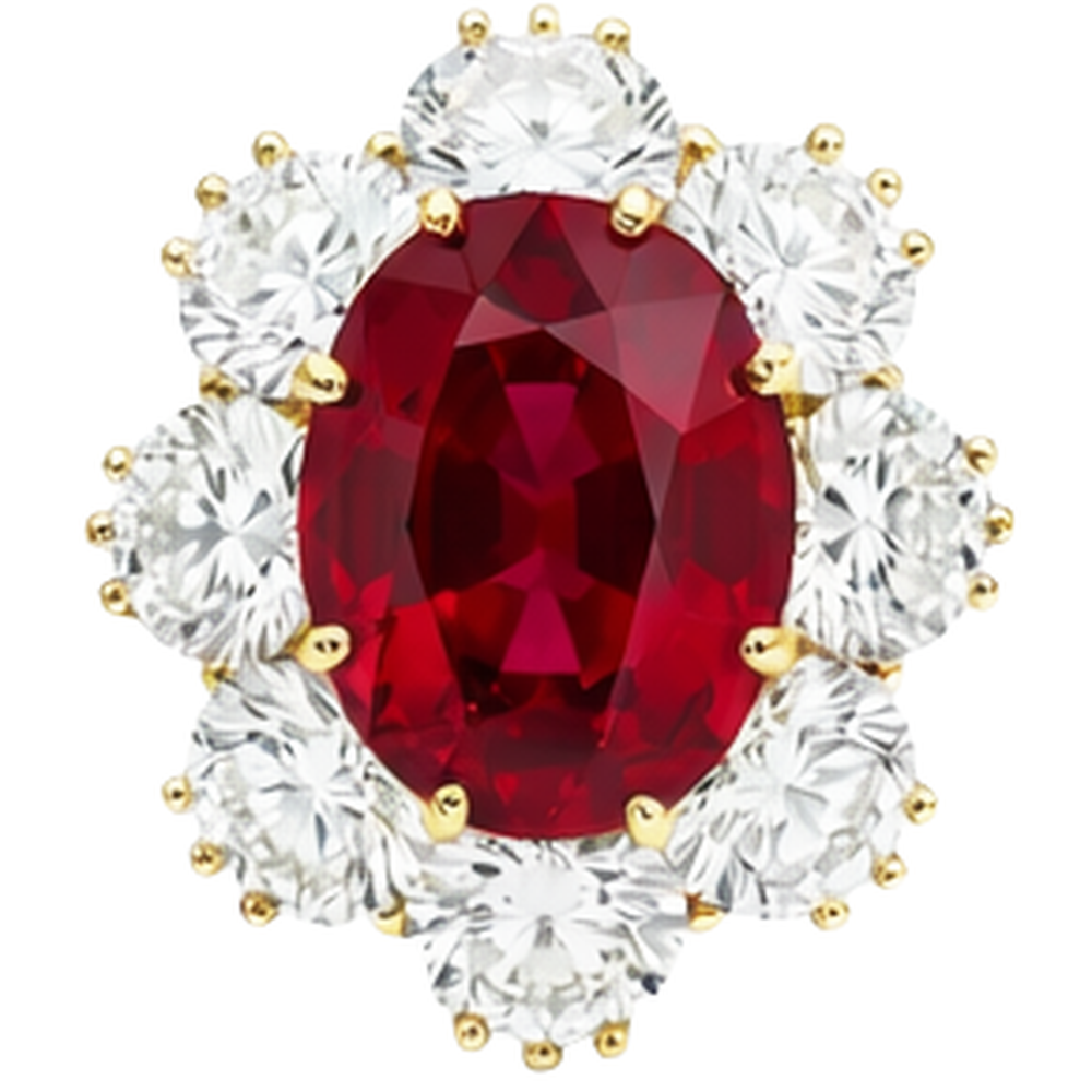 Fede nuziale in oro giallo 14k con rubini e diamanti incastonati da 3.75 ct