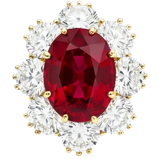Fede nuziale in oro giallo 14k con rubini e diamanti incastonati da 3.75 ct