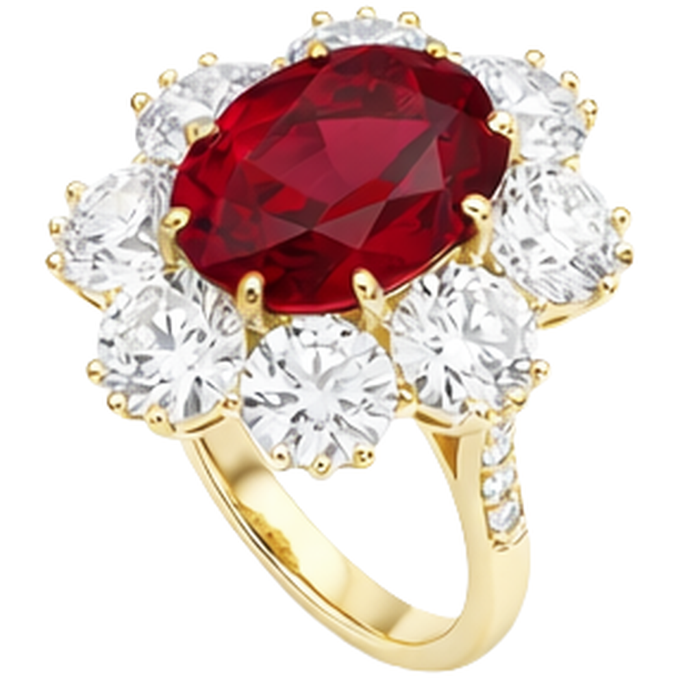 Fede nuziale in oro giallo 14k con rubini e diamanti incastonati da 3.75 ct