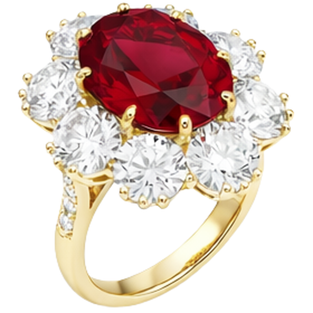 Fede nuziale in oro giallo 14k con rubini e diamanti incastonati da 3.75 ct