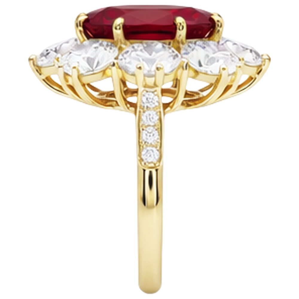 Fede nuziale in oro giallo 14k con rubini e diamanti incastonati da 3.75 ct