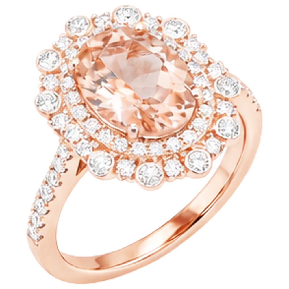 vero round morganite 18carati fede eternity vista dall'alto