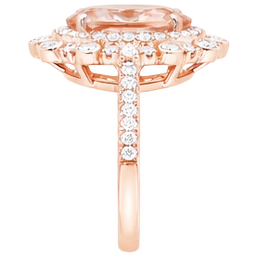 vero round morganite 18carati fede eternity vista di profilo