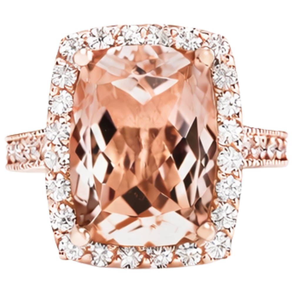 Fede nuziale in oro rosa con anelli di Morganite e diamanti da 9.50 ct