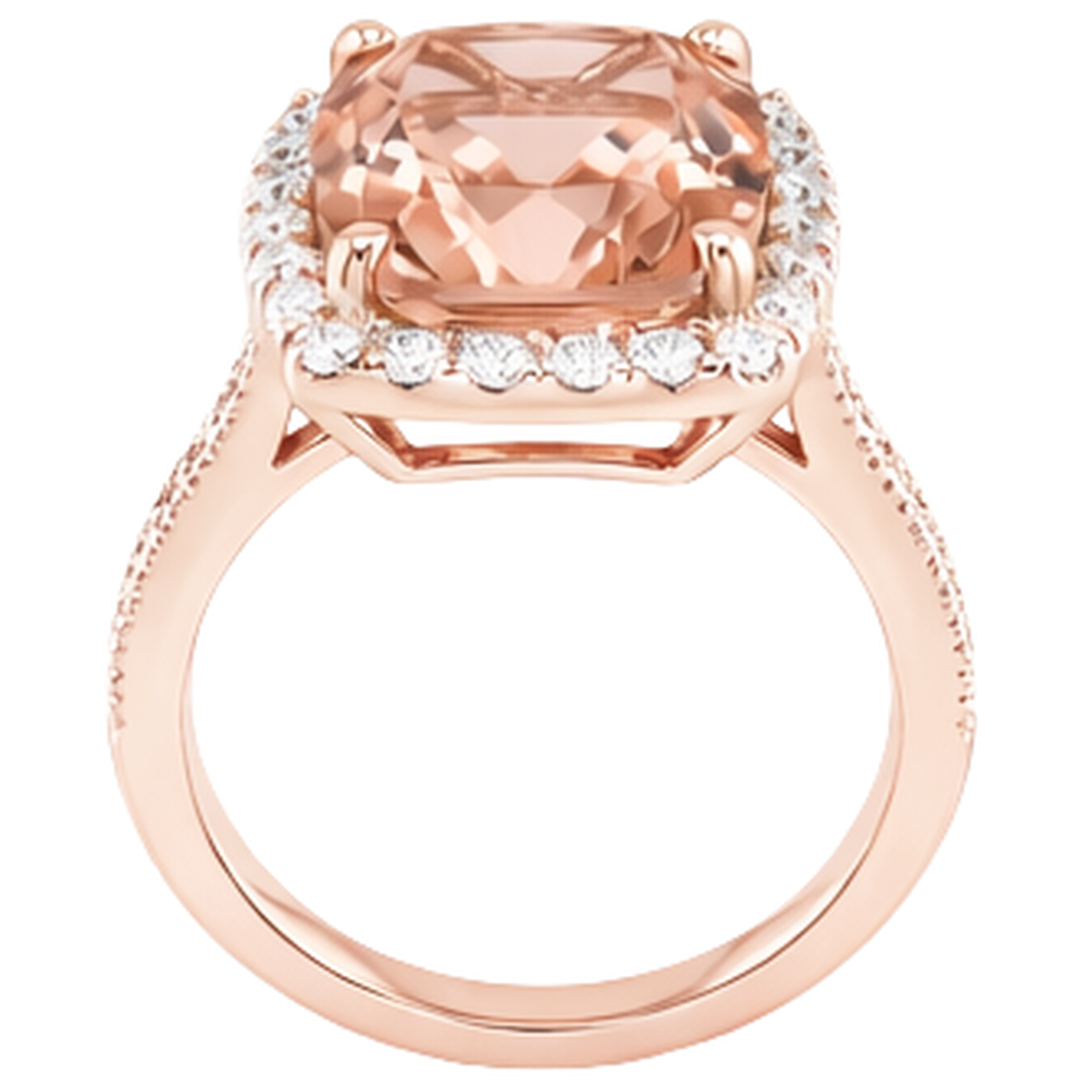 Fede nuziale in oro rosa con anelli di Morganite e diamanti da 9.50 ct