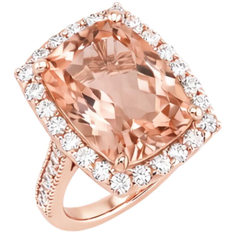Fede nuziale in oro rosa con anelli di Morganite e diamanti da 9.50 ct