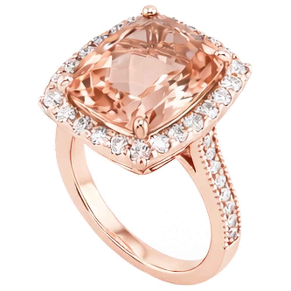 Fede nuziale in oro rosa con anelli di Morganite e diamanti da 9.50 ct
