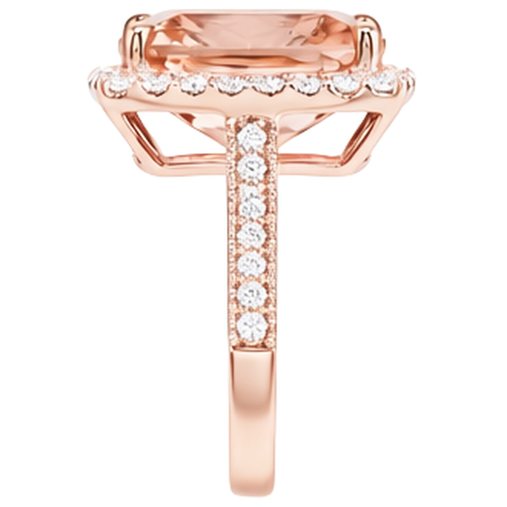 Fede nuziale in oro rosa con anelli di Morganite e diamanti da 9.50 ct