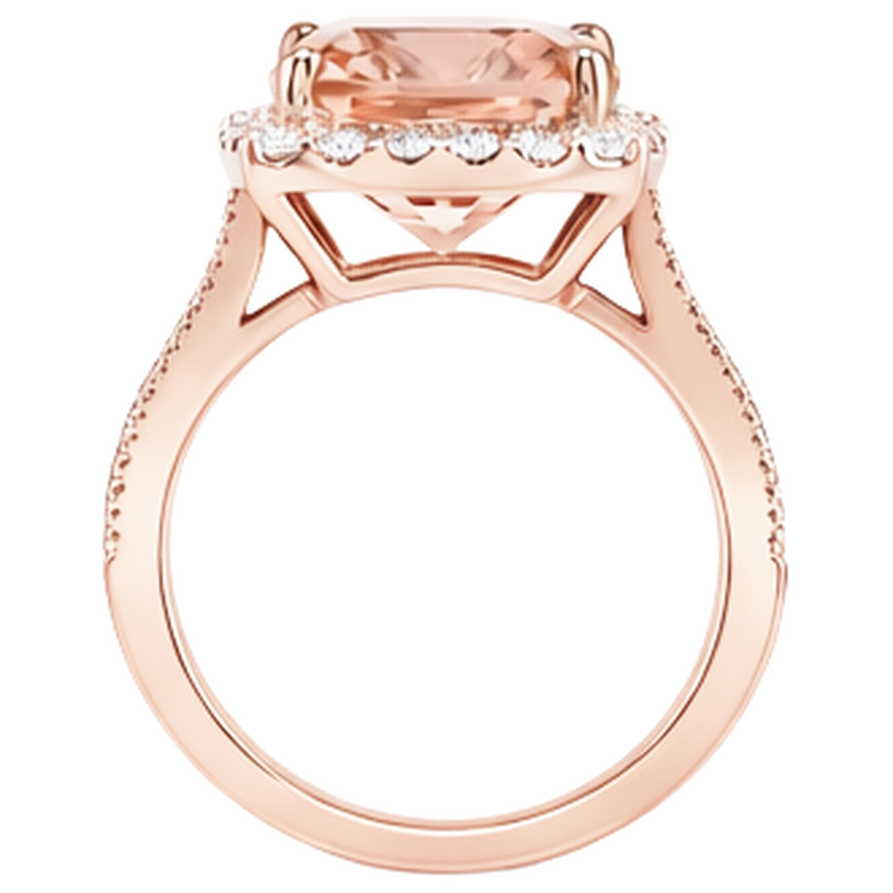Fede nuziale in oro rosa con anelli di Morganite e diamanti da 9.50 ct