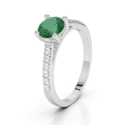 Fede nuziale incastonata con Verde smeraldo e diamanti da 3.15 carati WG 14K