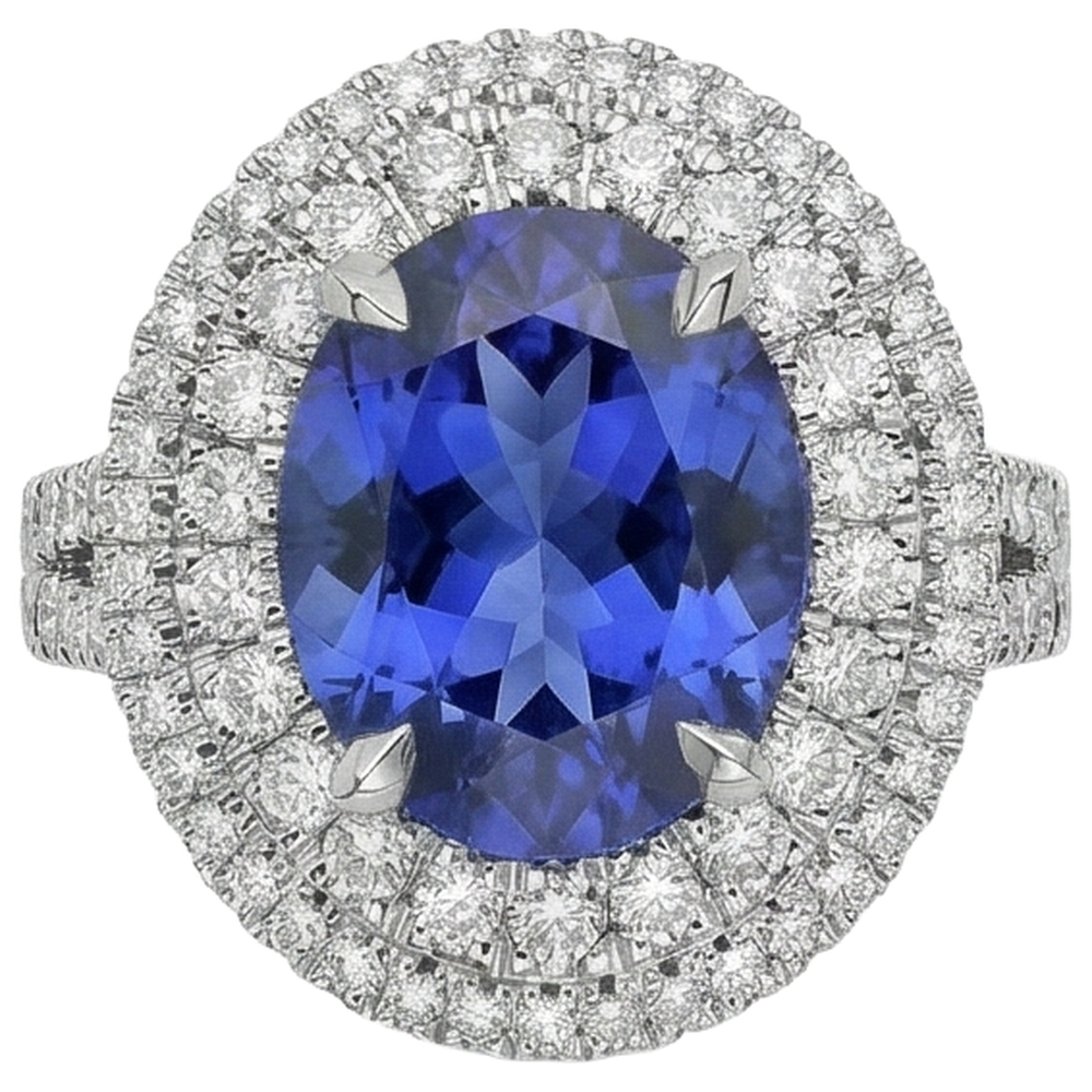 vero round tanzanite 6.15carati fede eternity angolo laterale