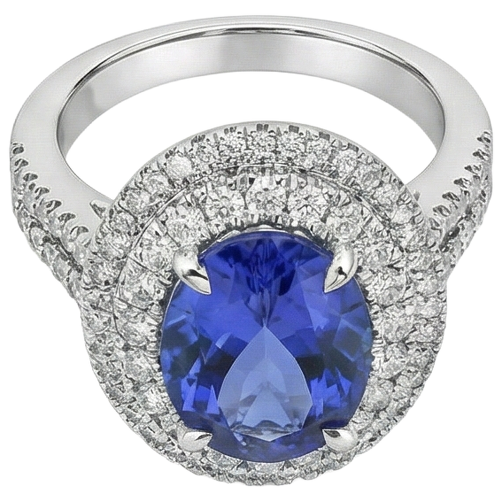 vero round tanzanite 6.15carati fede eternity dettaglio ravvicinato