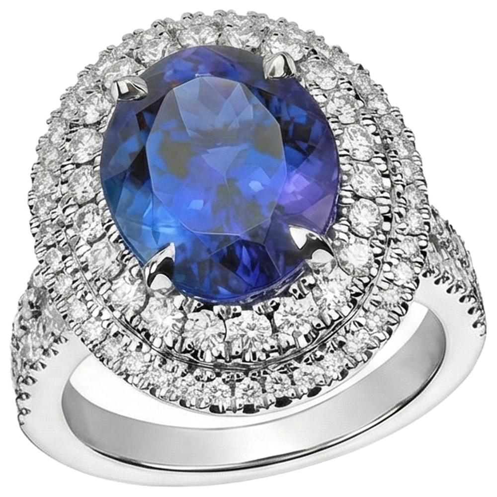 vero round tanzanite 6.15carati fede eternity vista dall'alto