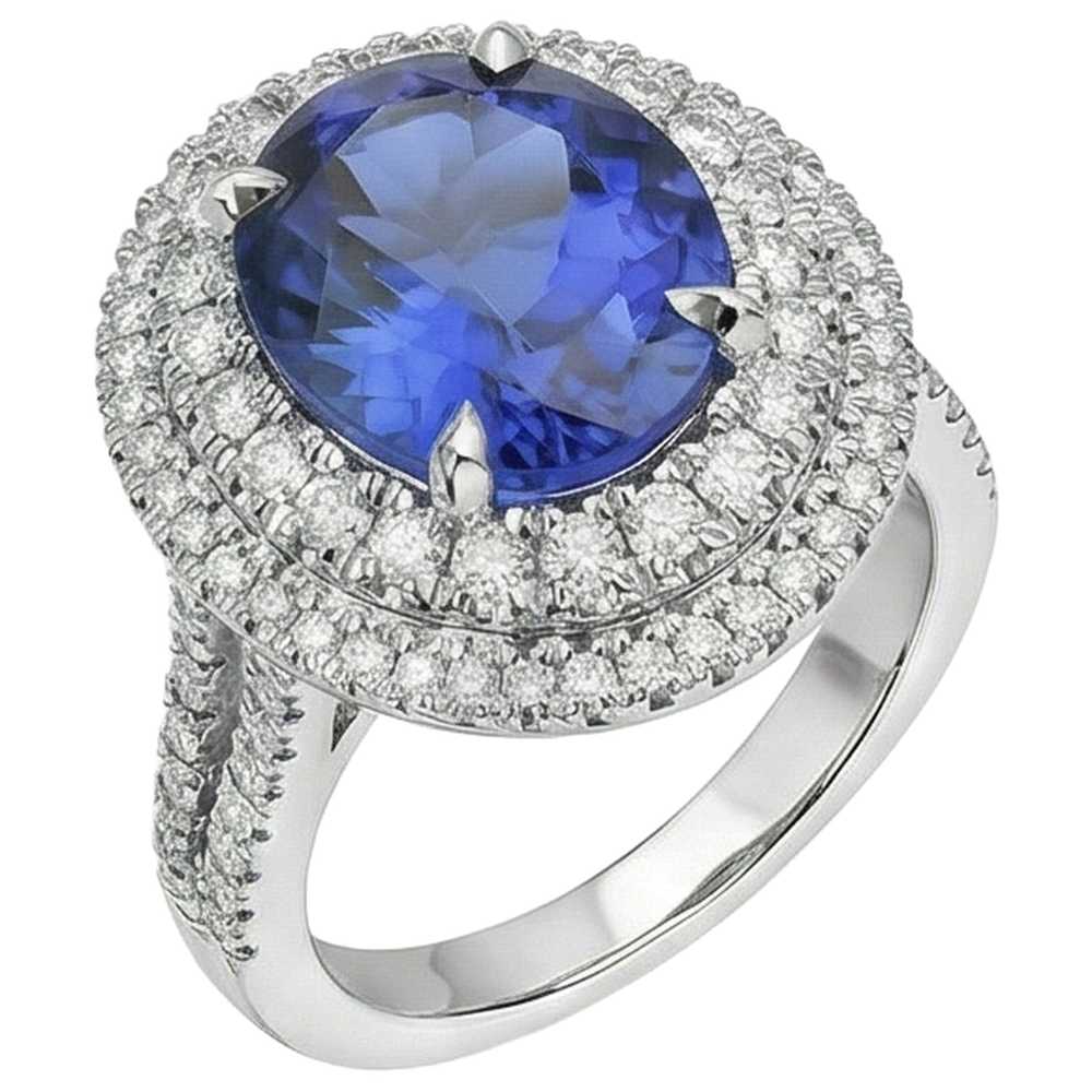vero round tanzanite 6.15carati fede eternity vista di profilo