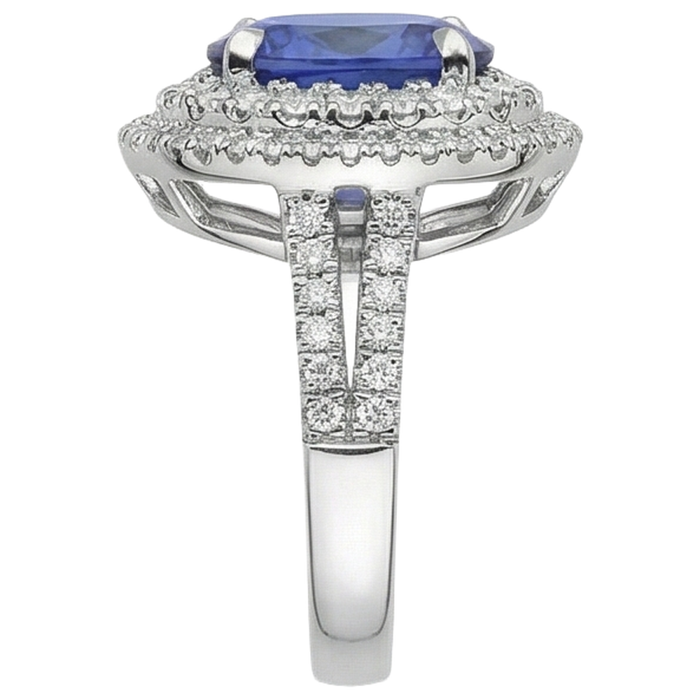 vero round tanzanite 6.15carati fede eternity su bianco