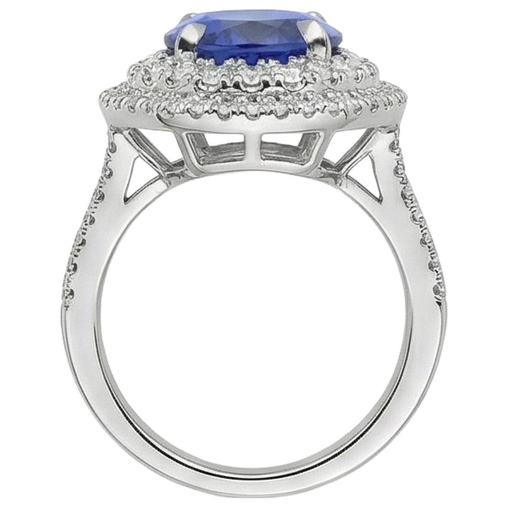 vero round tanzanite 6.15carati fede eternity con accenti diamanti
