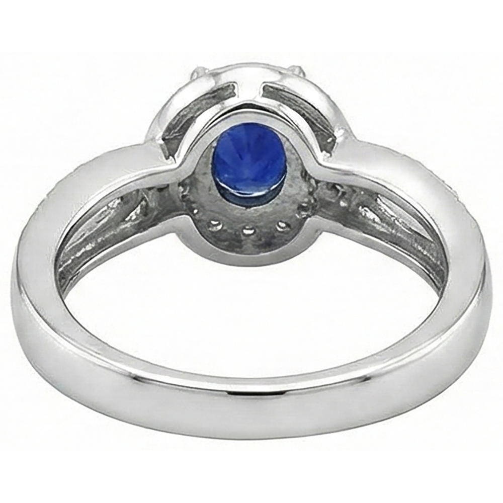 Fede nuziale ovale con tanzanite e diamanti rotondi 2.50 carati in oro 14K