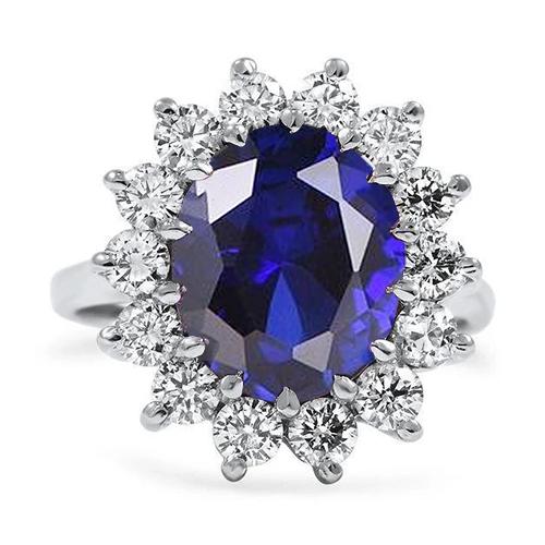 Fede nuziale ovale con zaffiro e diamanti 5.50 carati in oro bianco 14 carati - harrychadent.it