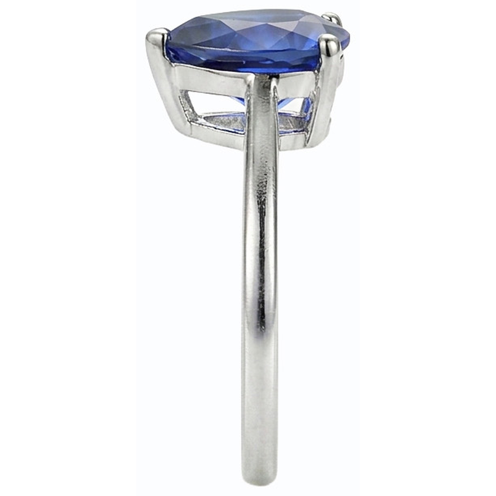 Fede nuziale solitario con diamante Ceylon Sapphire Pear da 1,50 carati in oro bianco 14K