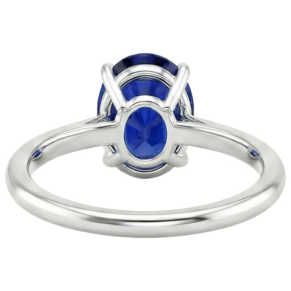 Fede nuziale solitario con zaffiro blu 3 carati in oro bianco 14K