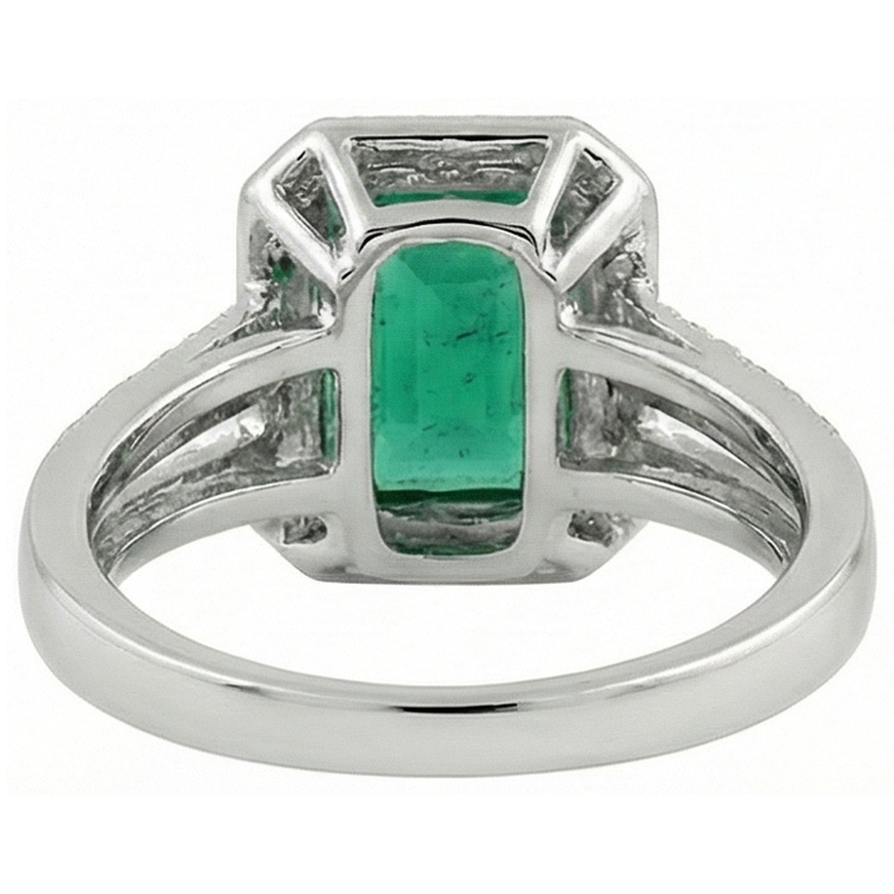 Fede nuziale verde smeraldo con diamante oro bianco 14K 8 carati