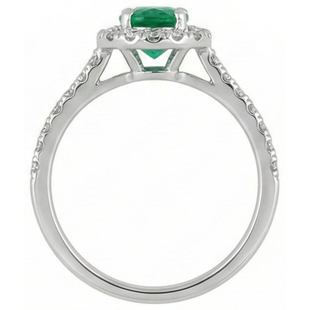 Fede nuziale verde smeraldo e diamanti 5.25 carati 14K WG