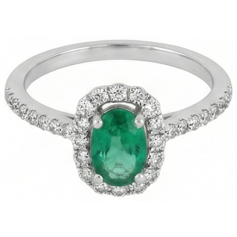 Fede nuziale verde smeraldo e diamanti 5.25 carati 14K WG