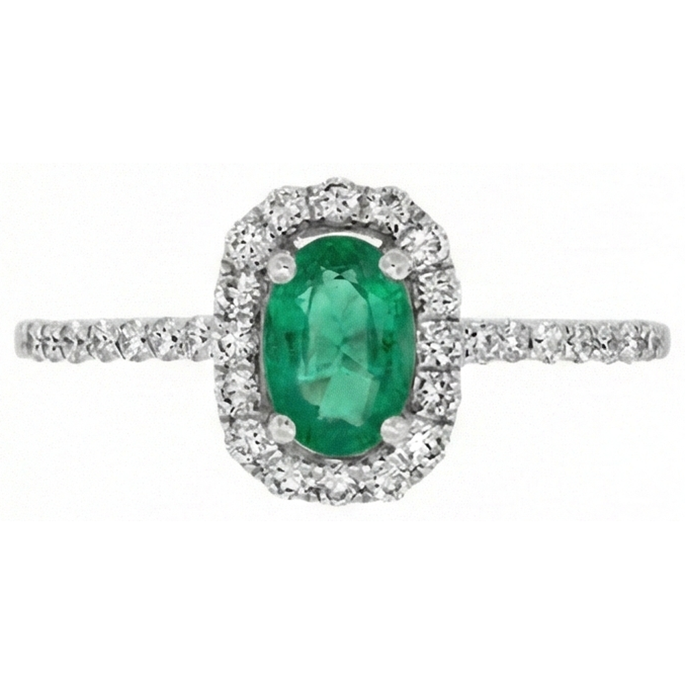 Fede nuziale verde smeraldo e diamanti 5.25 carati 14K WG