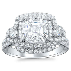 Fede Nuziale Asscher E Naturale Diamante Taglio Rotondo Halo 6.40 Ct