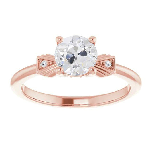 Fede Nuziale Con 3 Pietre. Tonda E Ovale. Naturale Diamanti Da Minatore Antico. 2.50 Carati
