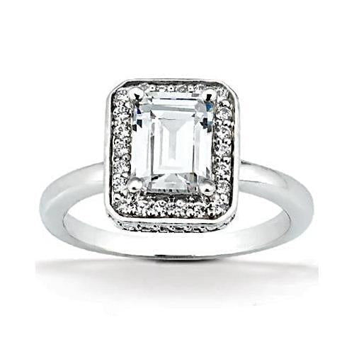 Fede Nuziale Con Genuino Diamante E Smeraldo Aureola 2.20 Ct.