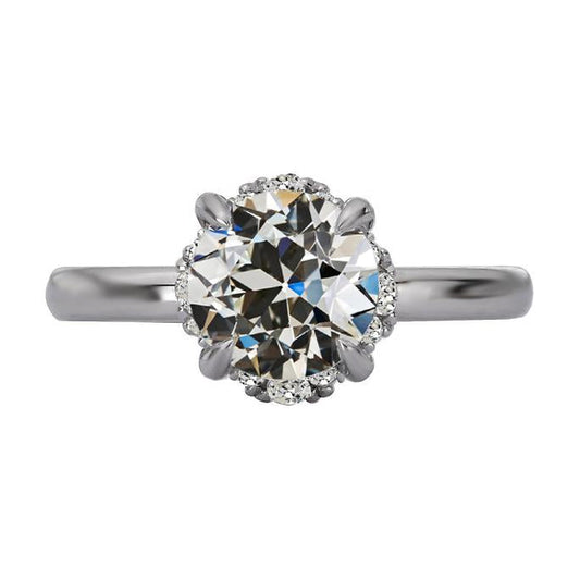 Fede Nuziale Con Naturale Diamante Taglio Antico Rotondo, 4,50 Carati, 4 Griffe