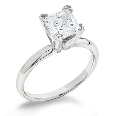 Fede Nuziale Con Vero Diamante Solitario Taglio Principessa Da 2.25 Ct Novità