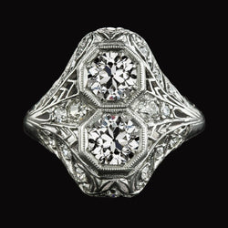 Fede Nuziale Con Vero Diamante Taglio Antico Rotondo Milgrain Stile Antico 4,25 Carati