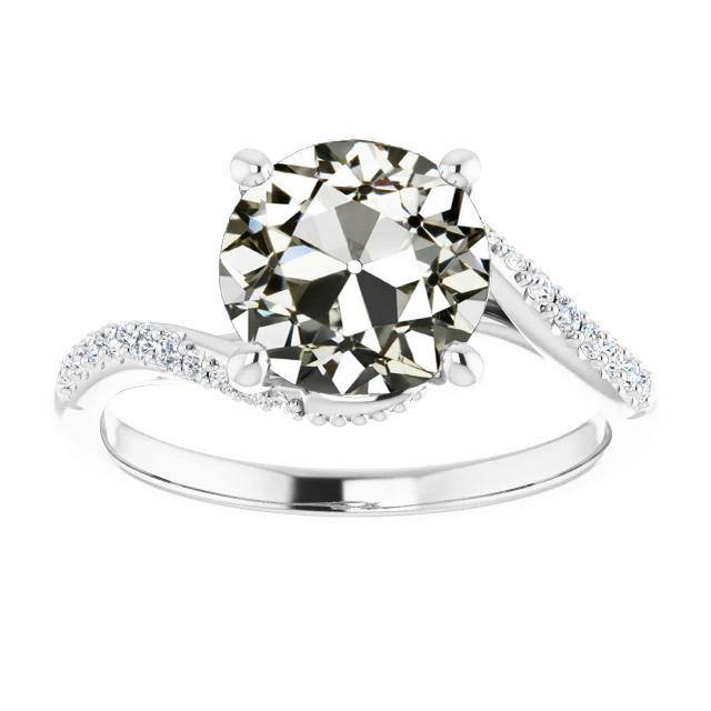 Fede Nuziale Con Vero Diamante Taglio Antico Rotondo, Stile Tensione 5,25 Carati