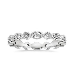 Fede Nuziale Con Vero Diamanti Taglio Rotondo Da 2,4 Ct 14K Oro Bianco
