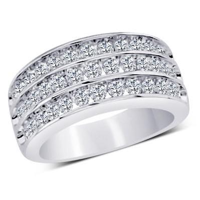 Fede Nuziale Con Vero Diamanti Tondi Brillanti Da 1,25 Ct 14K Oro Bianco