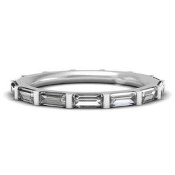 Fede Nuziale Da Donna Comfort Fit Vero Diamante Taglio Baguette Da 2,10 Carati Oro Bianco 14K
